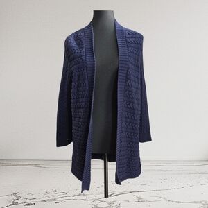 Talbots Blue Textured Knit Cardigan Sweater Size Med